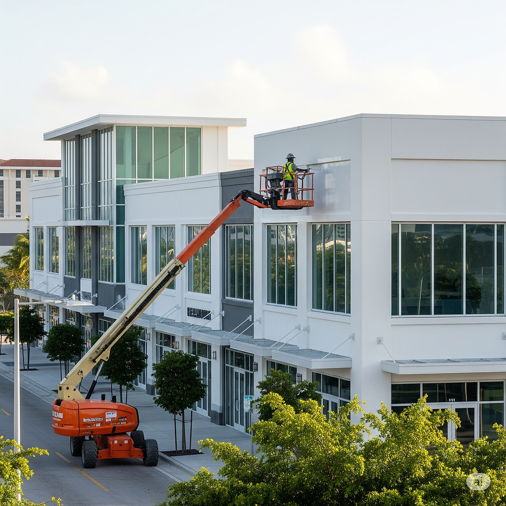 Commercial property maintenance team at work